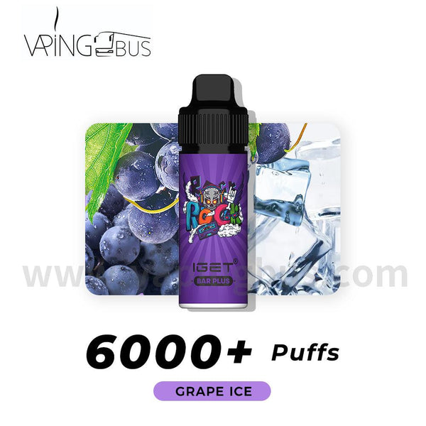 IGET Bar Plus Disposable Vape 6000 Puffs - Grape Ice - Vapingbus