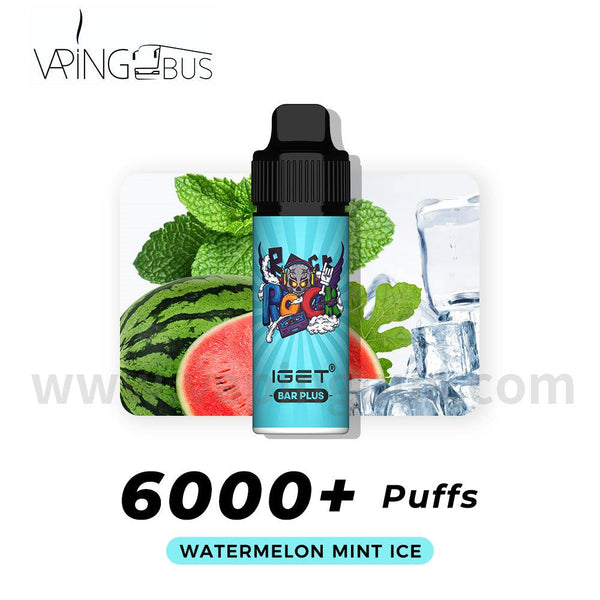 IGET Bar Plus Disposable Vape 6000 Puffs - Watermelon Mint Ice - Vapingbus