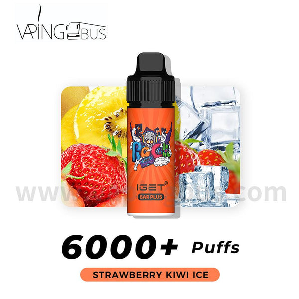 IGET Bar Plus Disposable Vape 6000 Puffs - Strawberries Kiwi Ice - Vapingbus