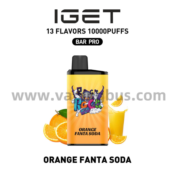 IGET Bar Pro Disposable Vape 10000 Puffs - Orange Fanta Soda