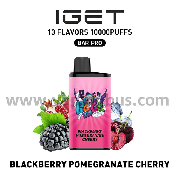 IGET Bar Pro Disposable Vape 10000 Puffs - Blackberry Pomegranate Cherry