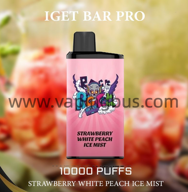 IGET Bar Pro Disposable Vape 10000 Puffs - Strawberry White Peach Ice mist