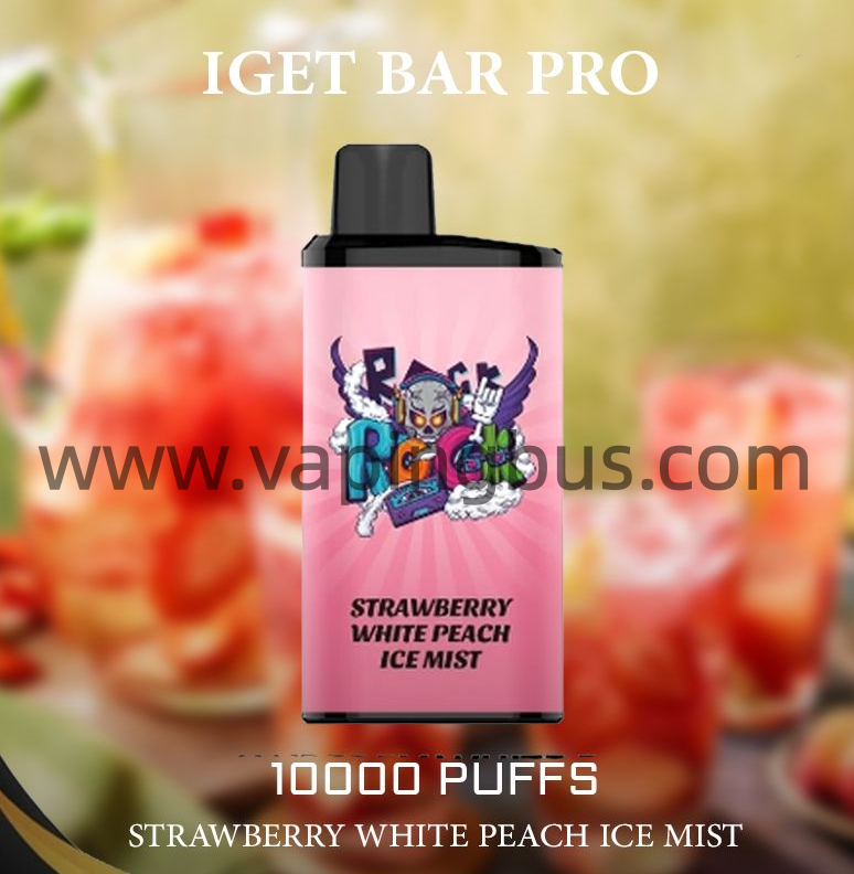 IGET Bar Pro Disposable Vape 10000 Puffs - Strawberry White Peach Ice mist