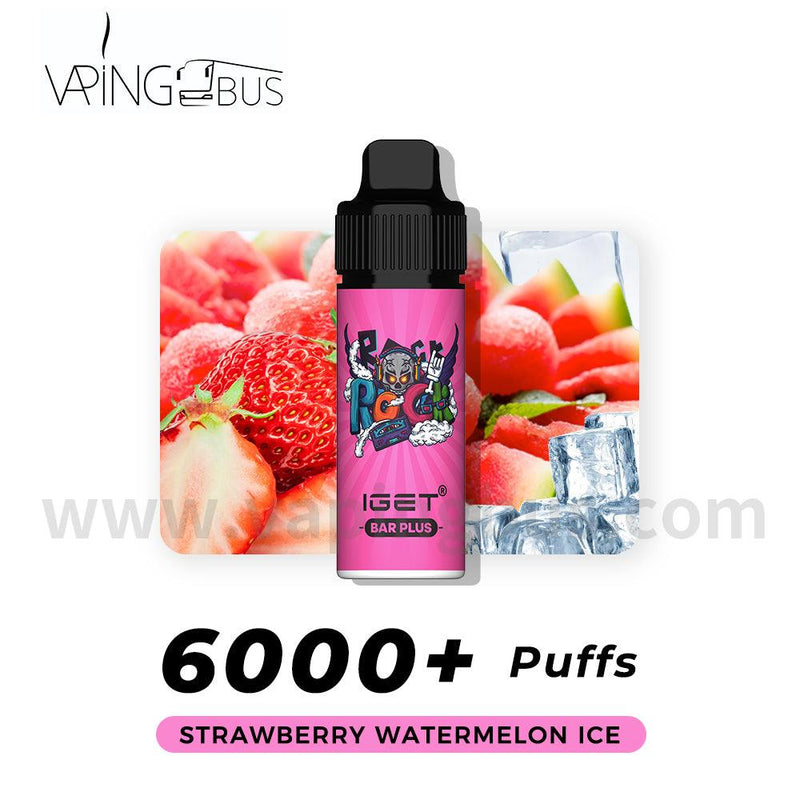 IGET Bar Plus Disposable Vape 6000 Puffs - Strawberries Watermelon Ice - Vapingbus