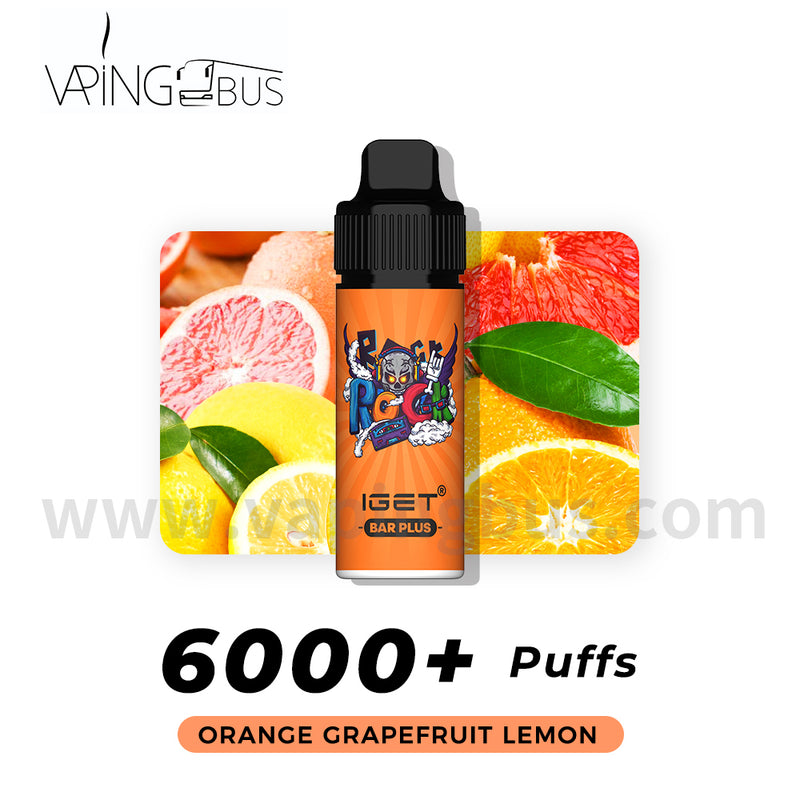 IGET Bar Plus Disposable Vape 6000 Puffs - Orange Grapefruit Lemon