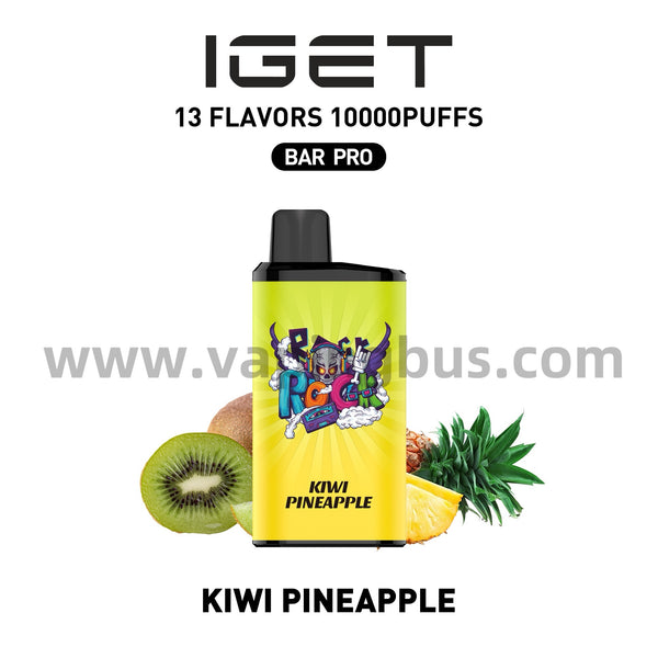 IGET Bar Pro Disposable Vape 10000 Puffs - Kiwi Pineapple